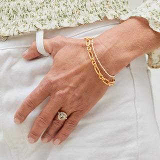 Rice Pearl Beaded Slider Bracelet In Gold Vermeil - Bracelet - Carrie Elizabeth