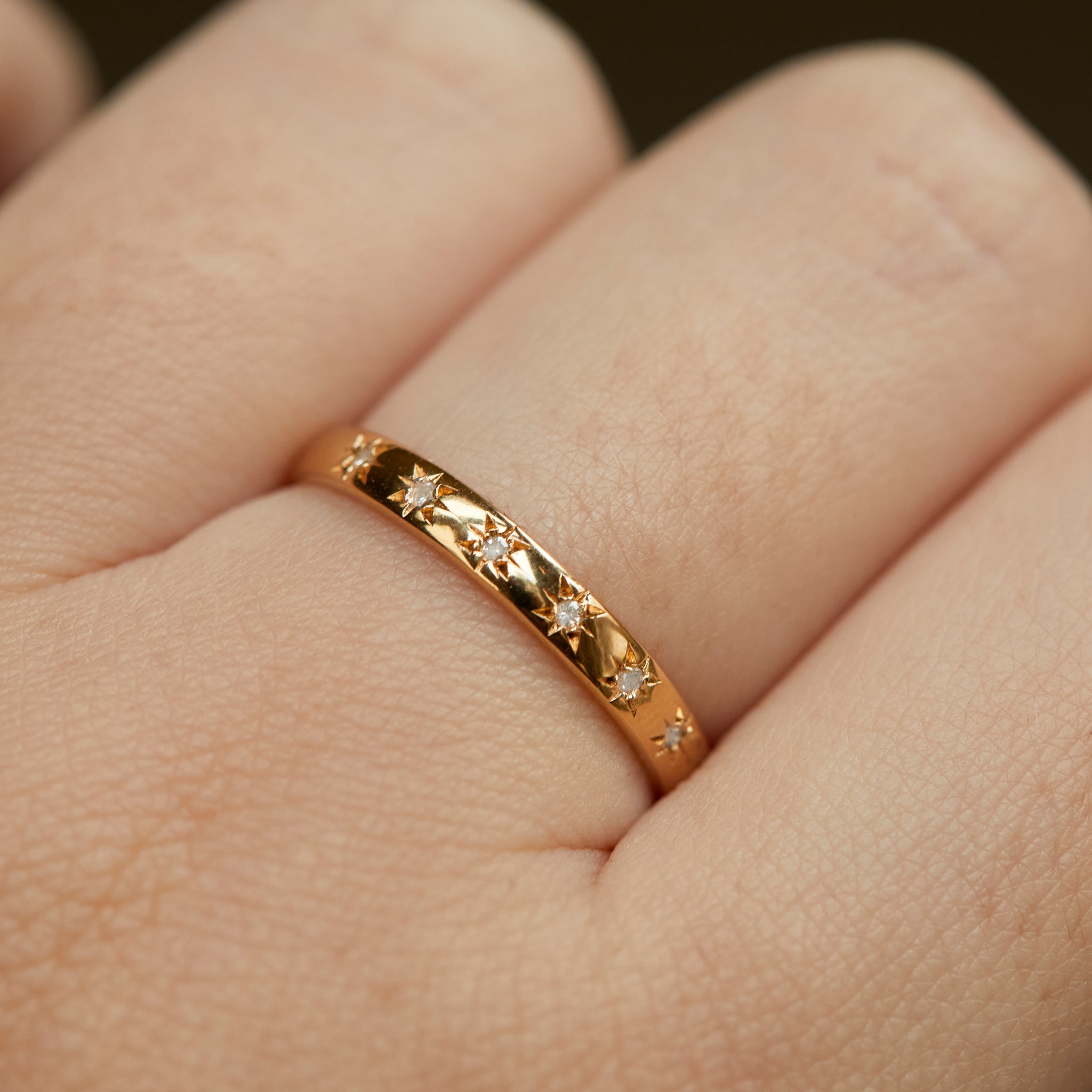 Simple Star Set Diamond Band In Gold Vermeil - Ring - Carrie Elizabeth