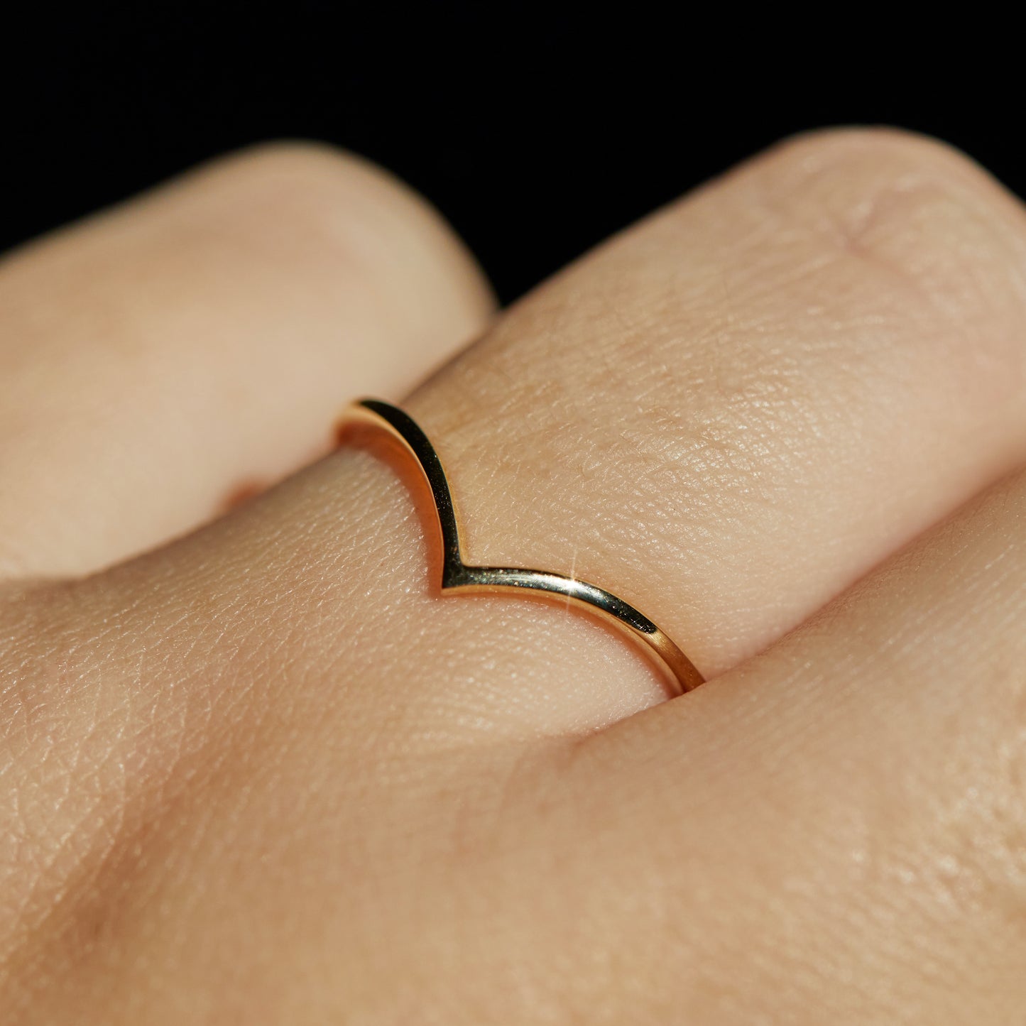 Wishbone Stacking Ring In 9k Solid Yellow Gold - Ring - Carrie Elizabeth