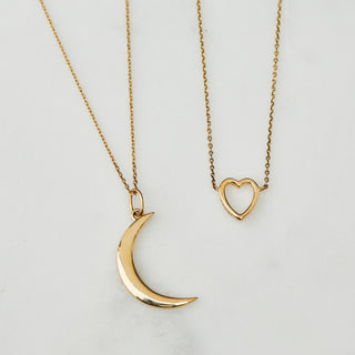 New Moon Necklace In 9K Solid Yellow Gold - Necklace - Carrie Elizabeth