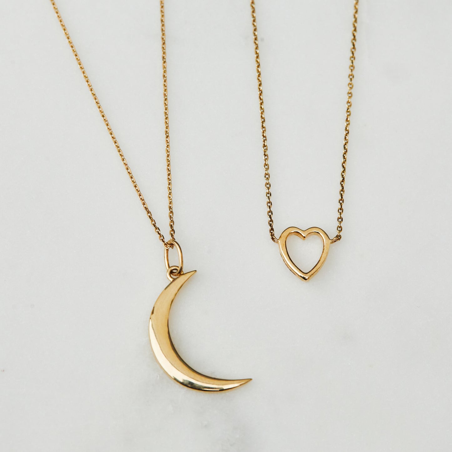 New Moon Necklace In 9K Solid Yellow Gold - Necklace - Carrie Elizabeth