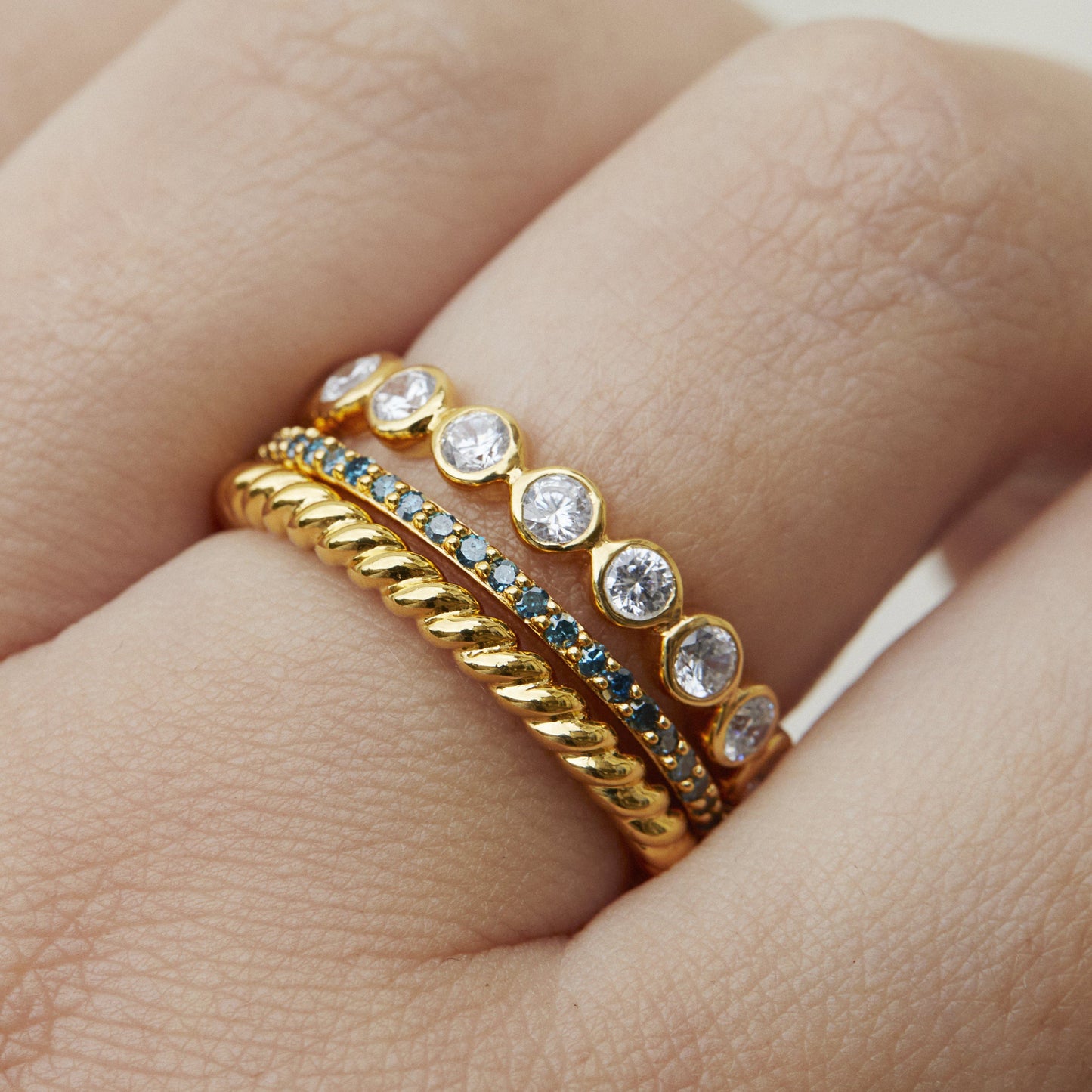 Bezel Set Cubic Zirconia Eternity Ring in Gold Vermeil Ring Malya 