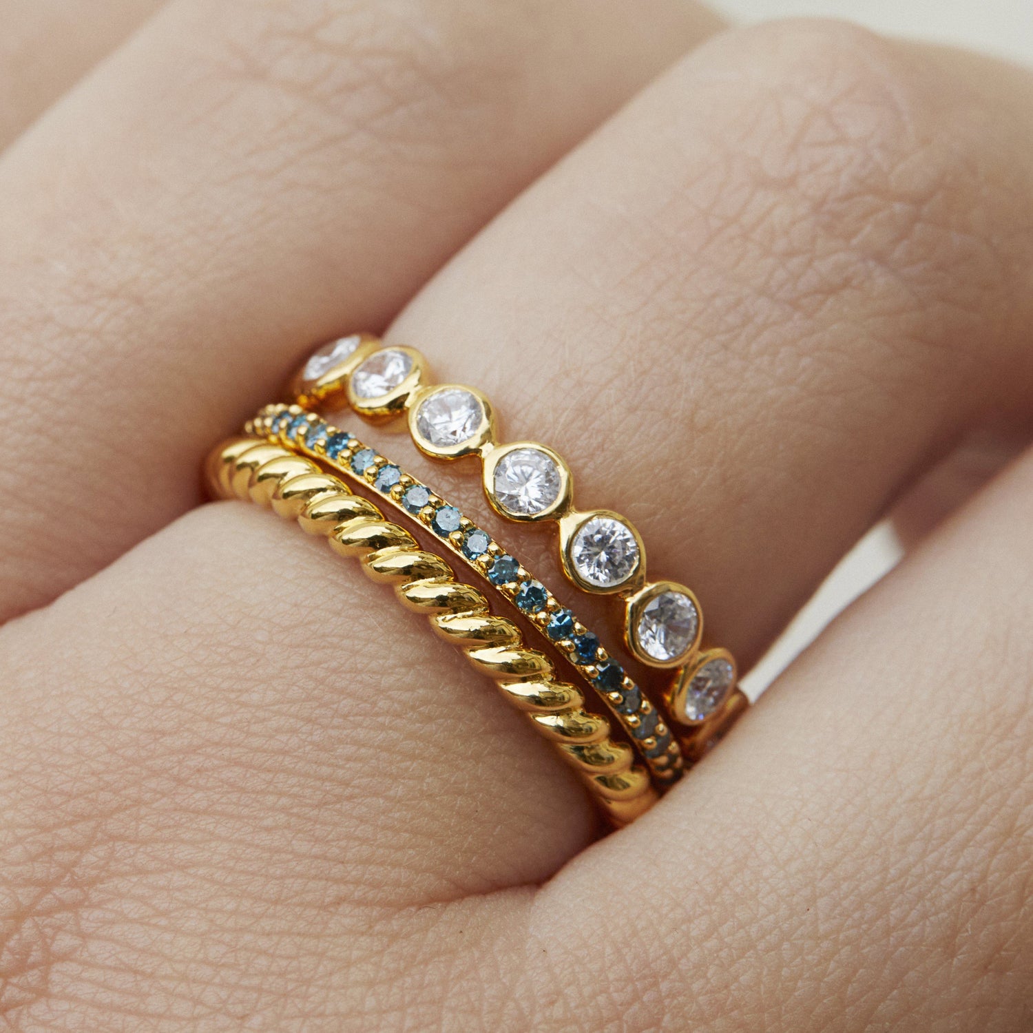Bezel Set Cubic Zirconia Eternity Ring in Gold Vermeil Ring Malya 