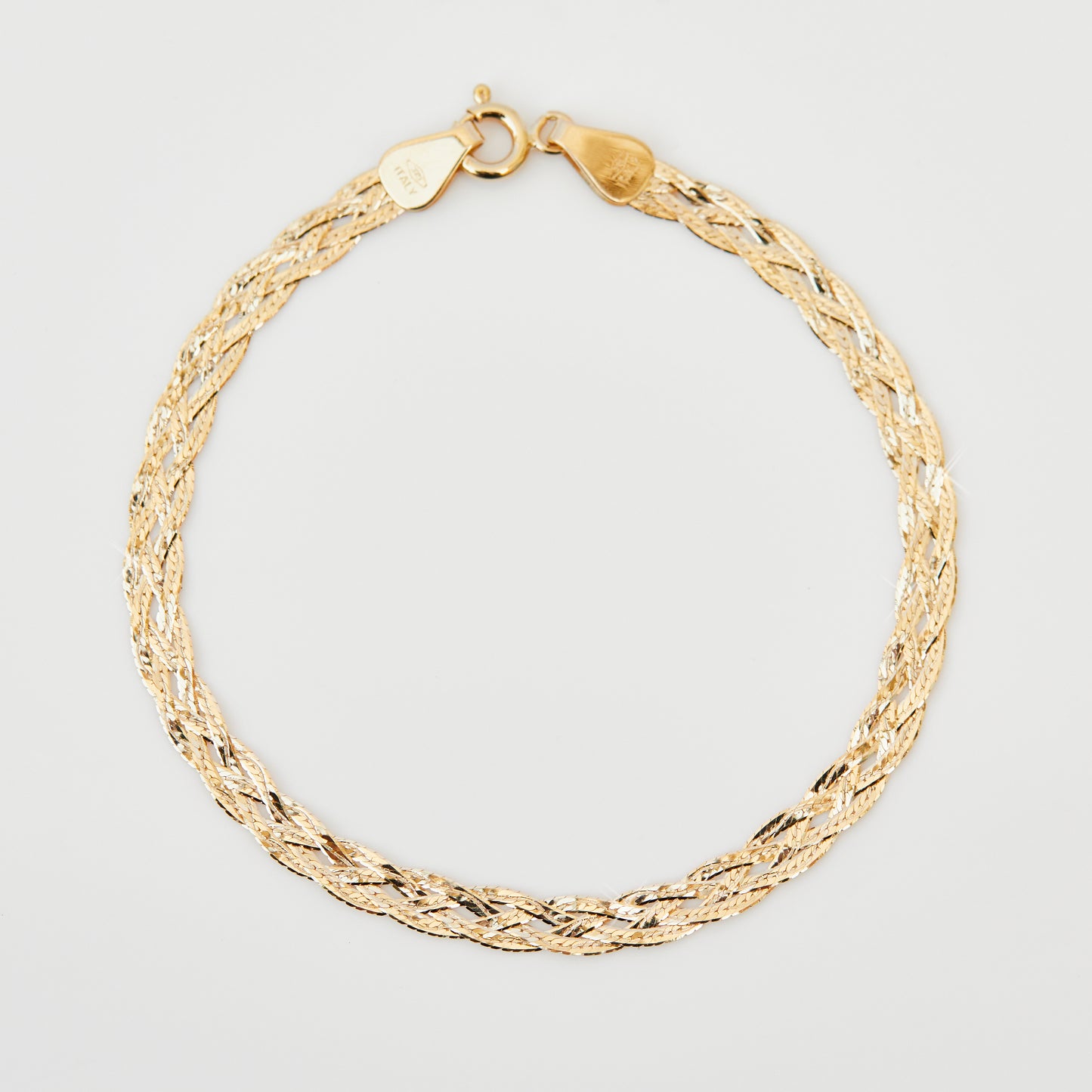 Diamond Cut Braid Chain Bracelet in 9k Solid Yellow Gold - Bracelet - Carrie Elizabeth