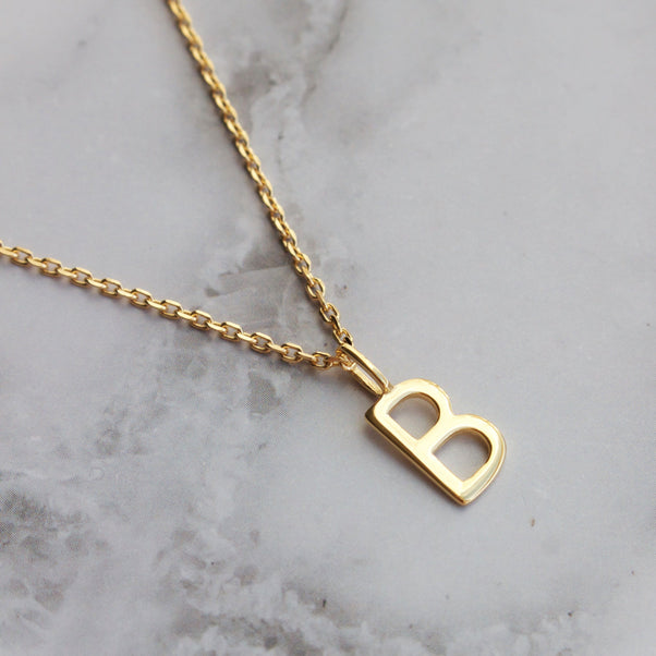 Delicate Initial Pendant Necklace In Gold Vermeil Necklace Malya 