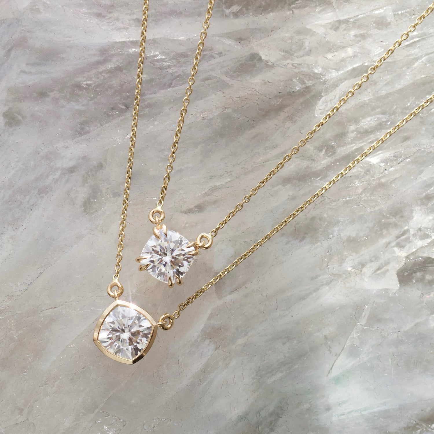 Carrie Elizabeth moissanite claw necklace in solid 9k gold