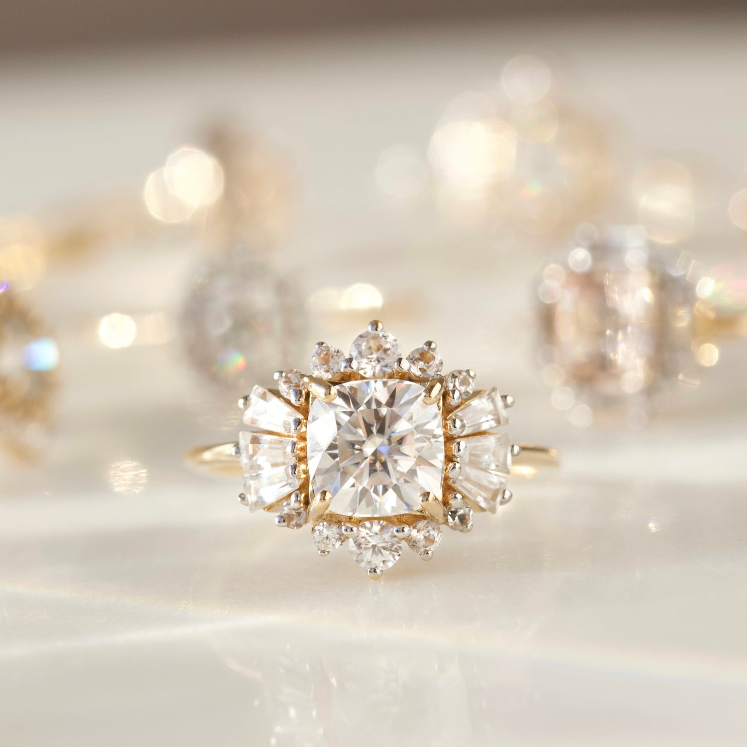 Carrie Elizabeth Moissanite Engagement Ring In Solid Gold