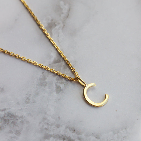 Delicate Initial Pendant Necklace In Gold Vermeil Necklace Malya 