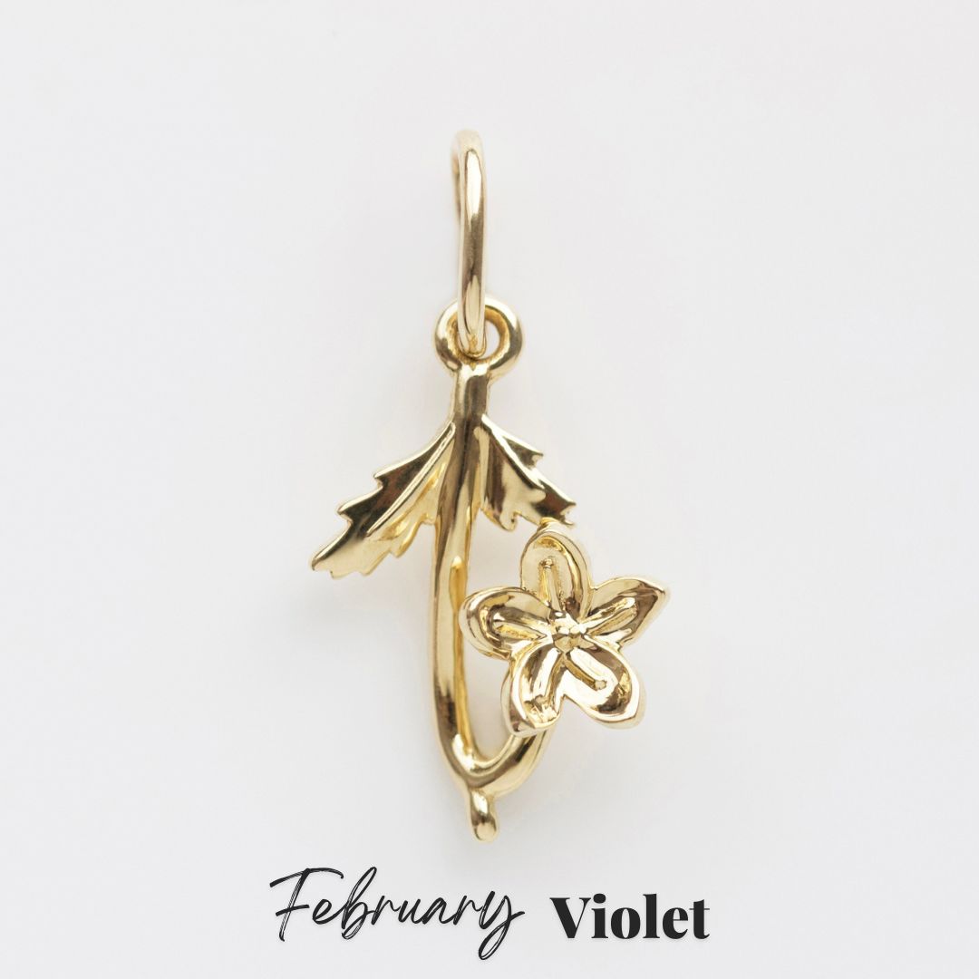 Carrie elizabeth birth flower charms 9k solid gold