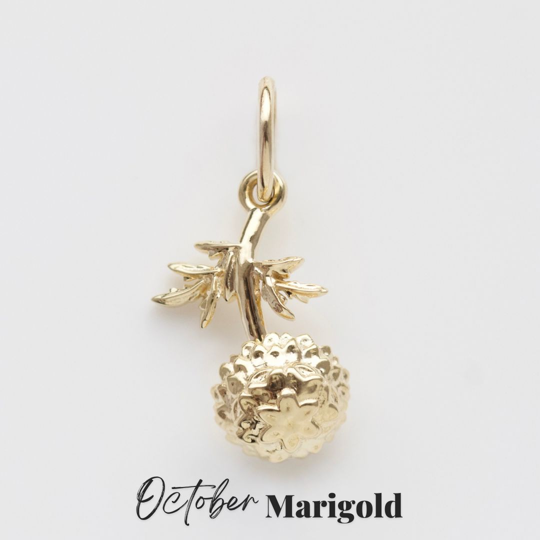 Carrie elizabeth birth flower charms 9k solid gold