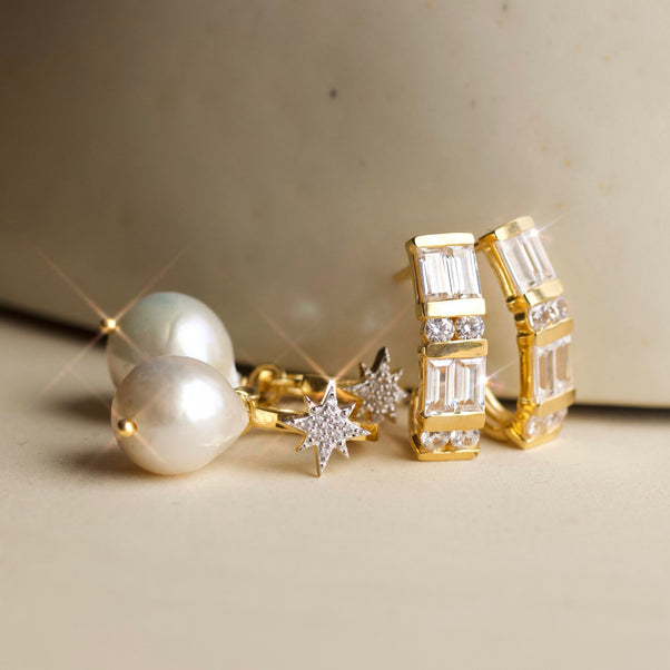 Beautiful gold vermeil earrings crafted by Carrie Elizabeth Jewellery 