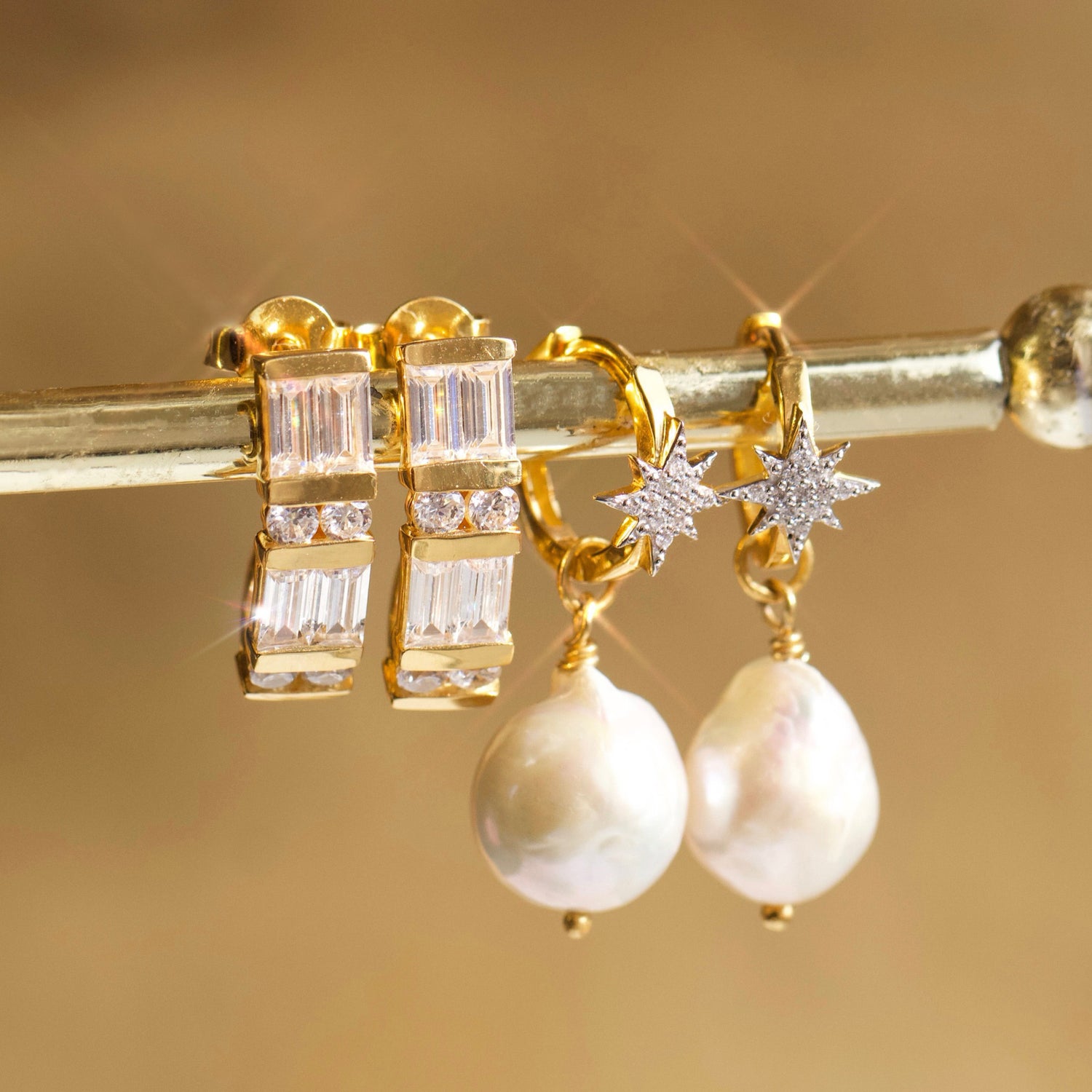 Beautiful gold vermeil earrings crafted by Carrie Elizabeth Jewellery 