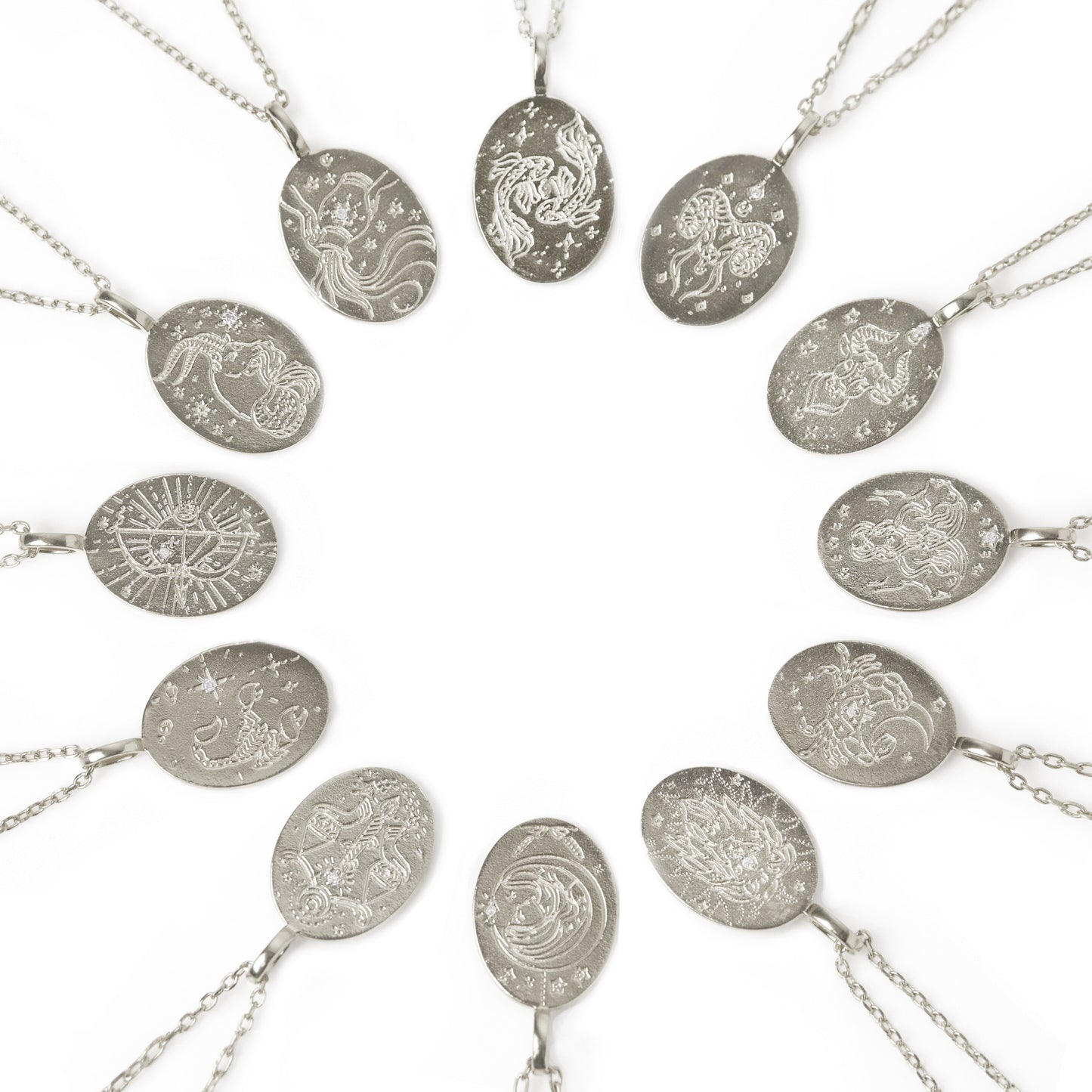 Diamond Detail Horoscope Coin Necklace