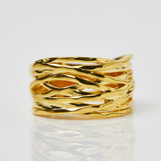 carrie elizabeth statement strand ring in gold vermeil