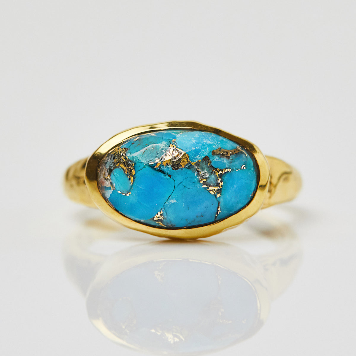 carrie elizabeth statement copper turquoise ring in gold