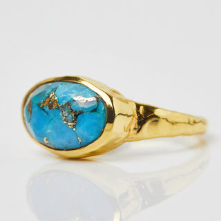 carrie elizabeth statement copper turquoise ring in gold