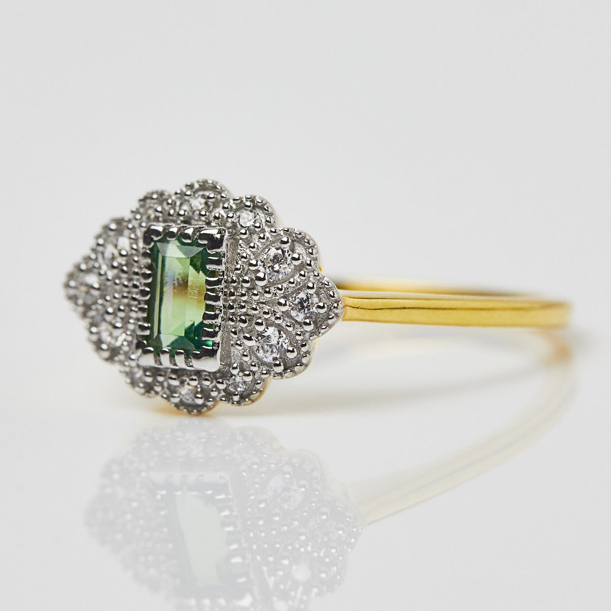 Carrie Elizabeth Fern Green Topaz Vintage Ring