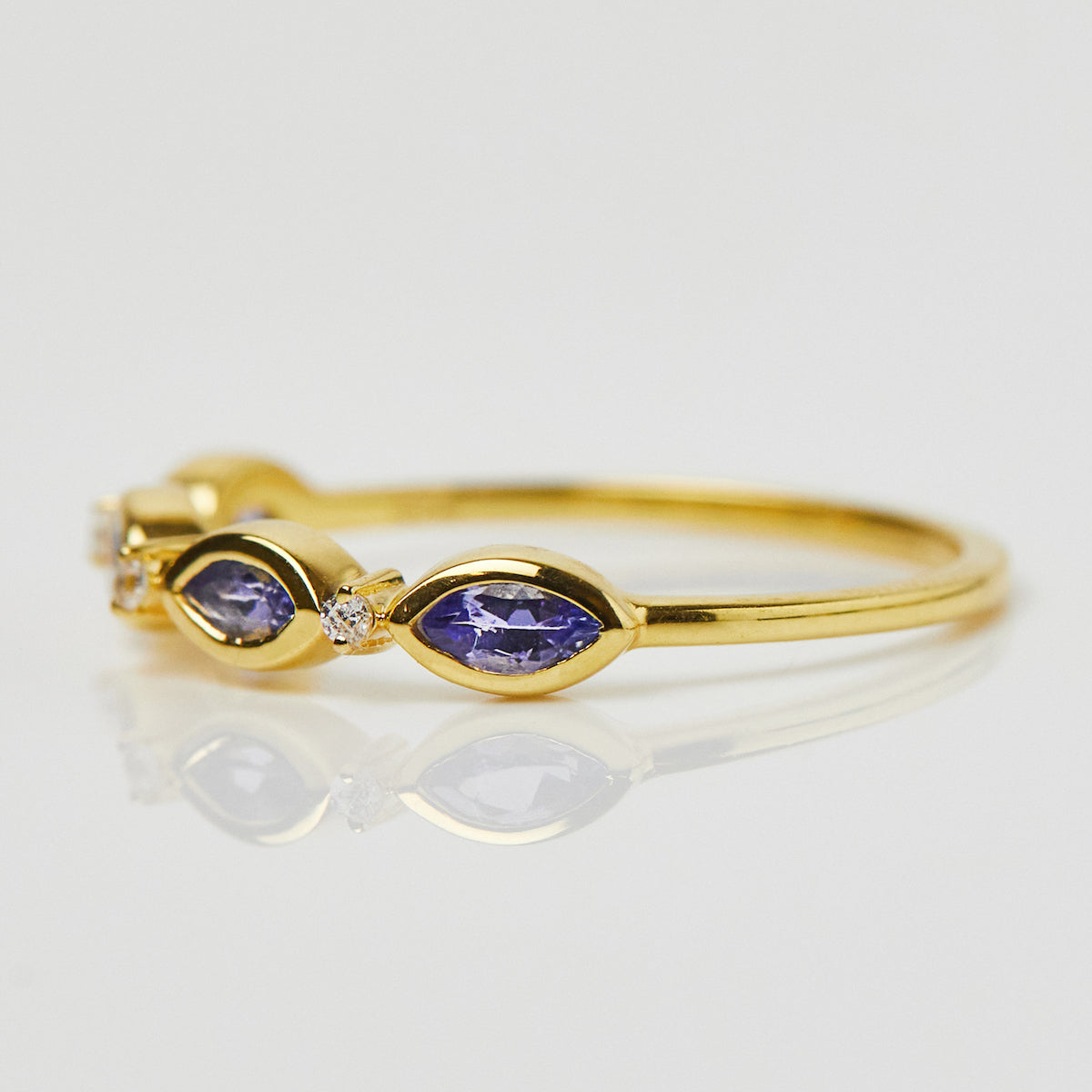 carrie elizabeth tanzanite marquise ring with cz in gold vermeil