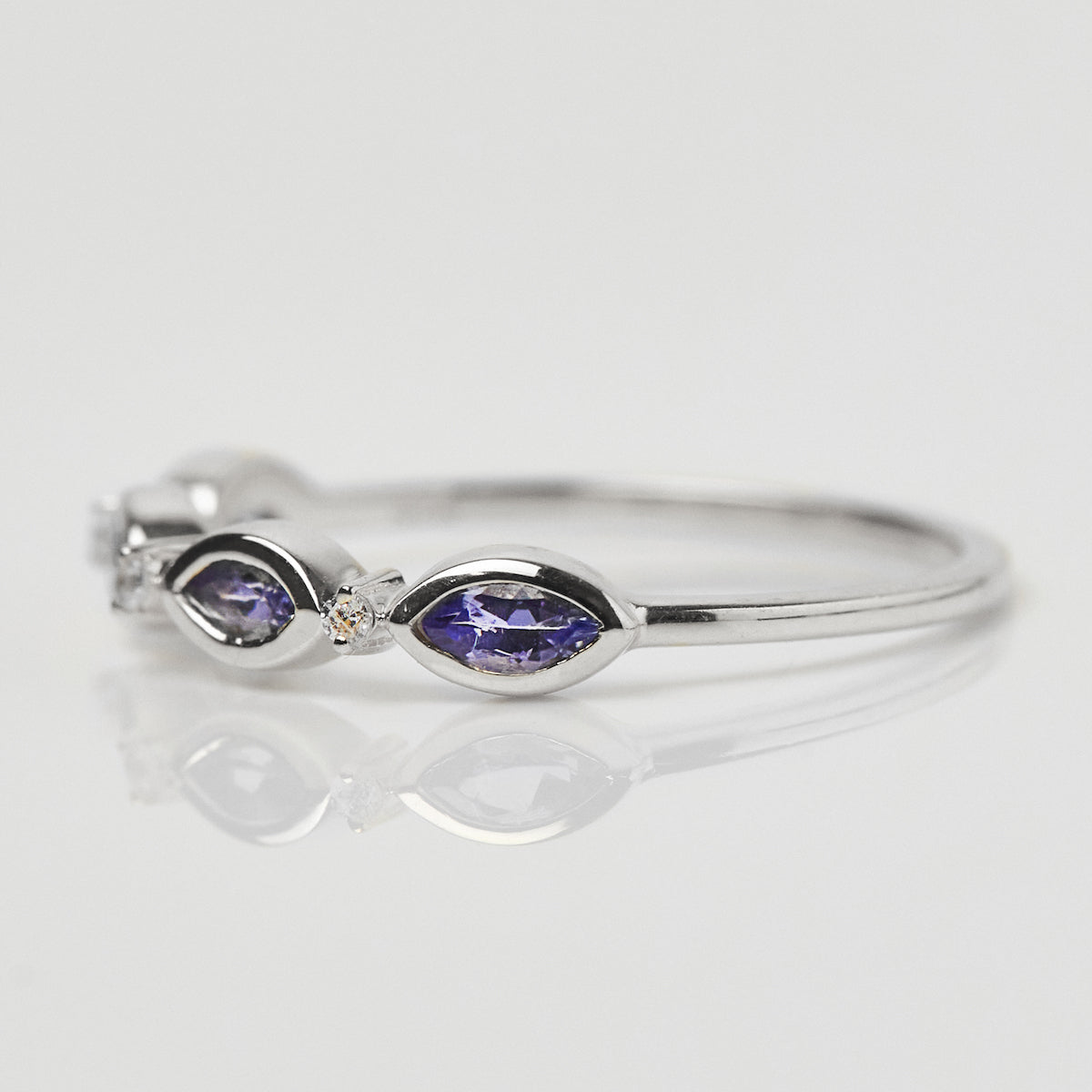 Carrie elizabeth tanzanite and cz stacking ring in sterling silver