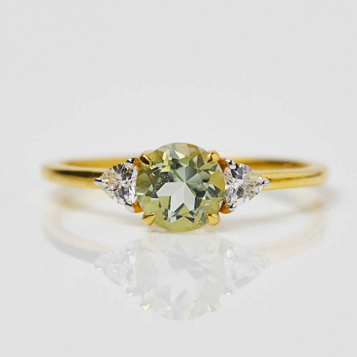 Carrie elizabeth green amethyst and cz gold vermeil ring