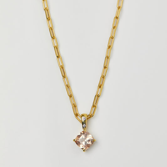 carrie elizabeth link chain with morganite cz pendant