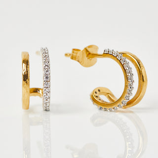 Carrie elizabeth cz pave double hoop earrings in gold vermeil