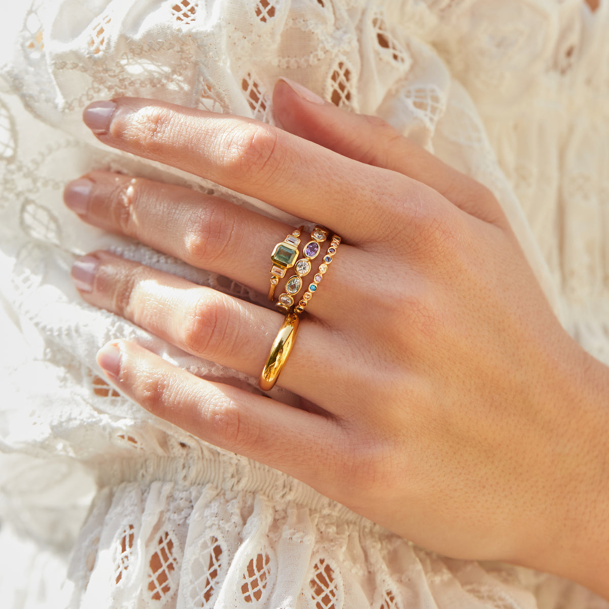 Carrie elizabeth pastel gemstone ring in gold vermeil