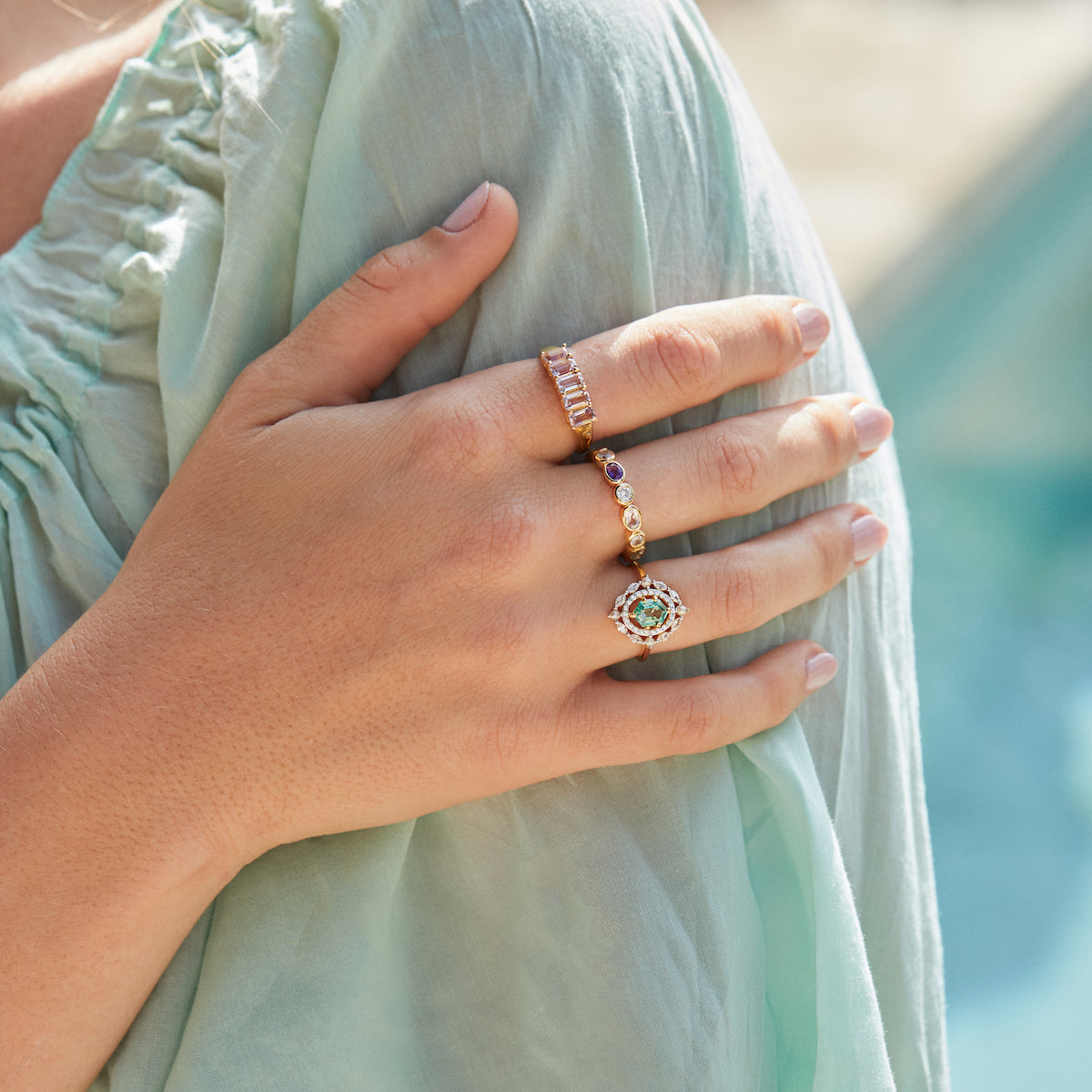 Carrie elizabeth pastel gemstone ring in gold vermeil