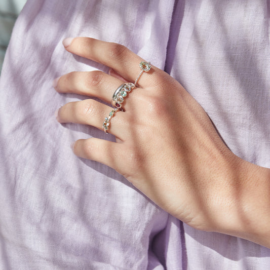 Carrie elizabeth natural pastel gemstone ring in sterling silver