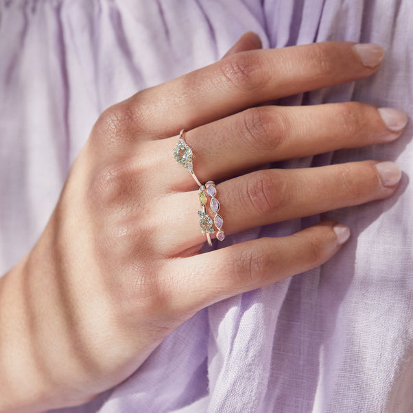 Carrie elizabeth green amethyst and cz sterling silver ring