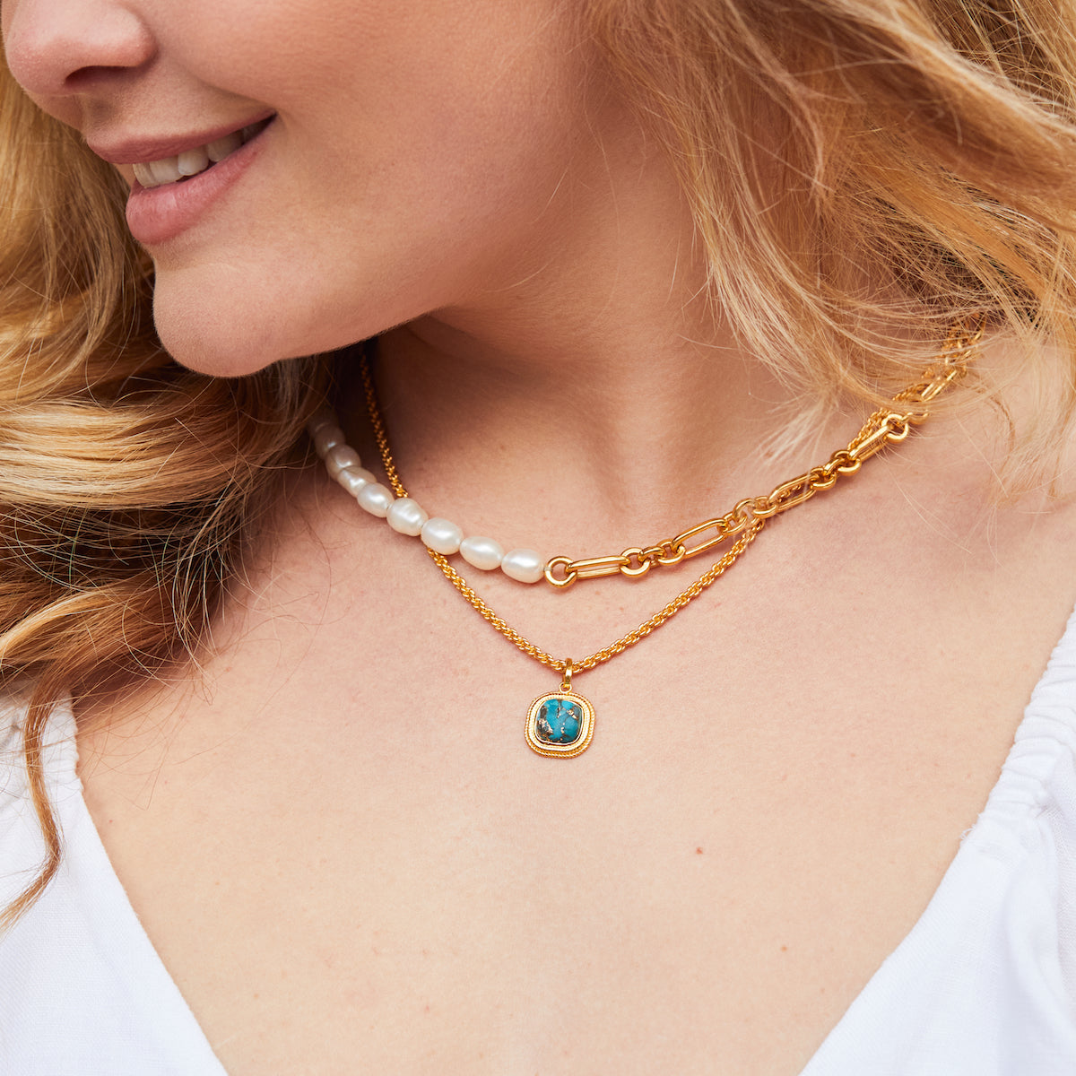 carrie elizabeth copper turquoise pendant necklace