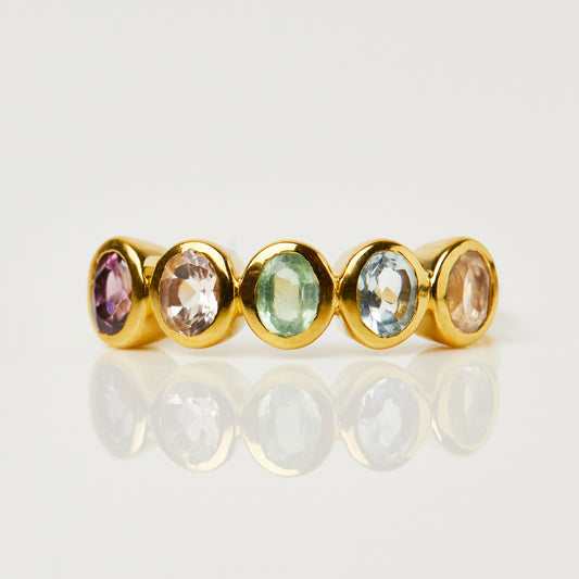Carrie elizabeth natural pastel gemstone ring in gold vermeil