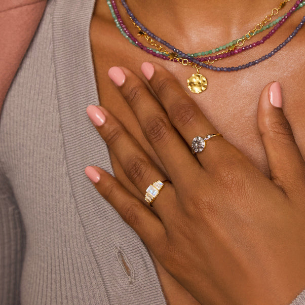 Stunning gold vermeil rings crafted by Carrie Elizabeth Jewellery 