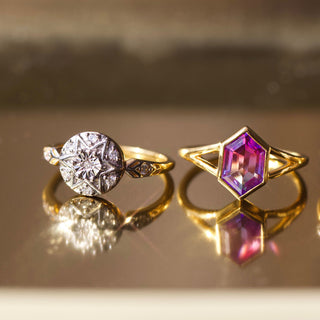 Stunning gold vermeil rings crafted by Carrie Elizabeth Jewellery 