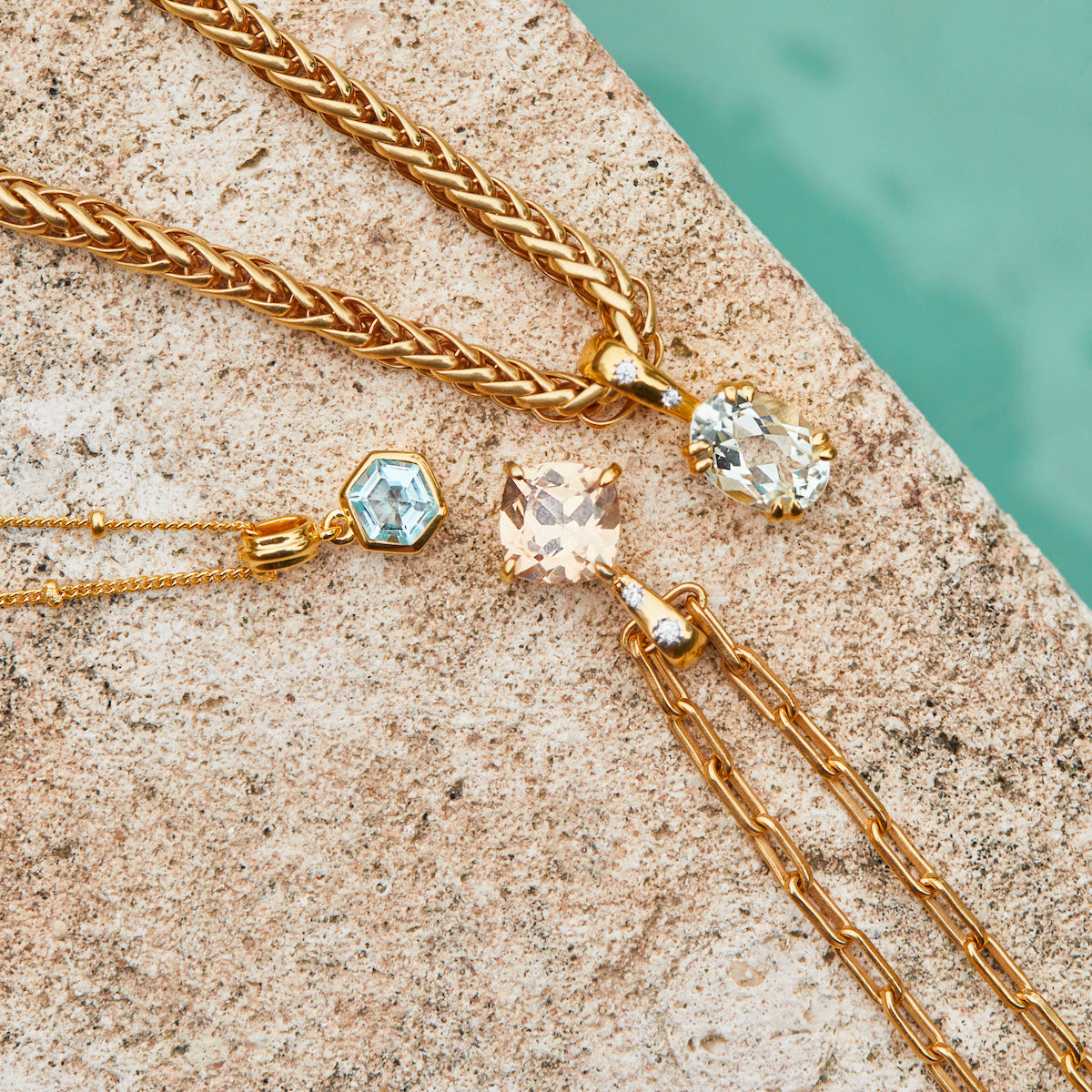 carrie elizabeth link chain with morganite cz pendant
