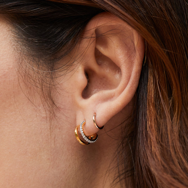 Carrie elizabeth cz pave double hoop earrings in gold vermeil