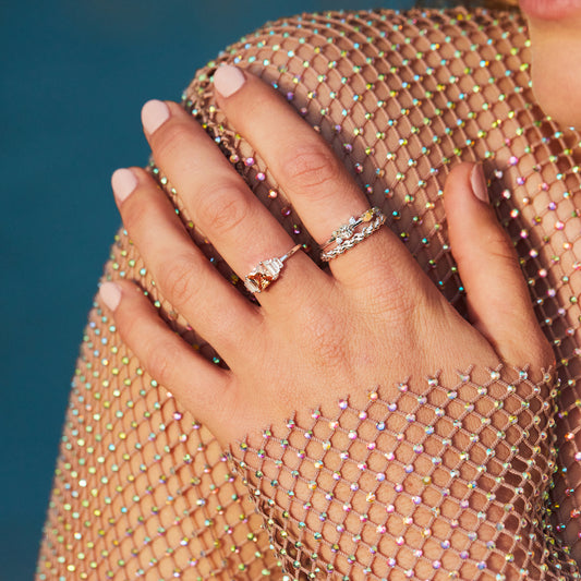 carrie elizabeth chain detail ring in silver