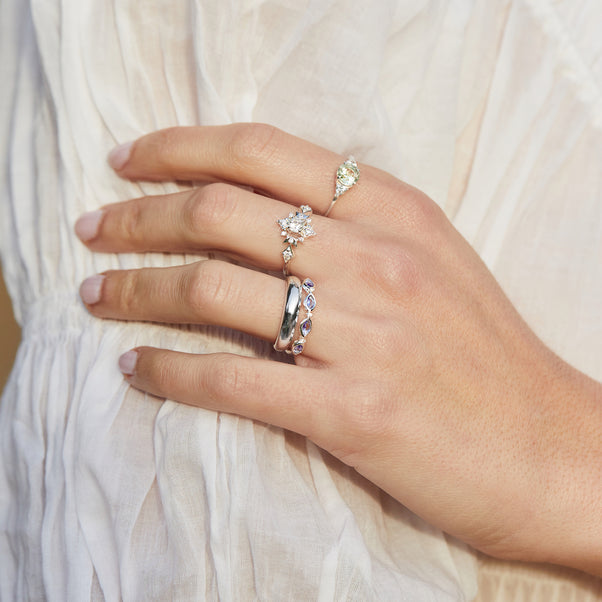 Carrie elizabeth green amethyst and cz sterling silver ring