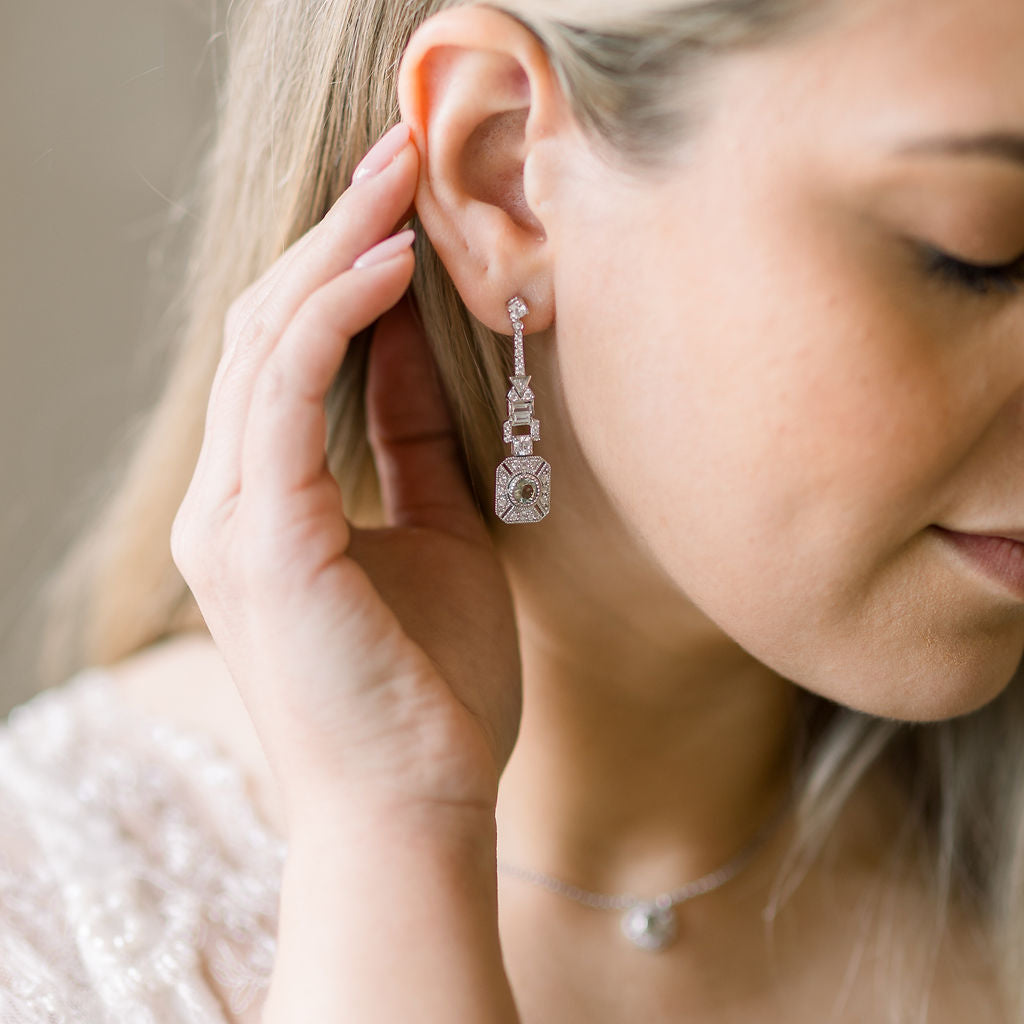 Venus Green Amethyst Statement Earrings