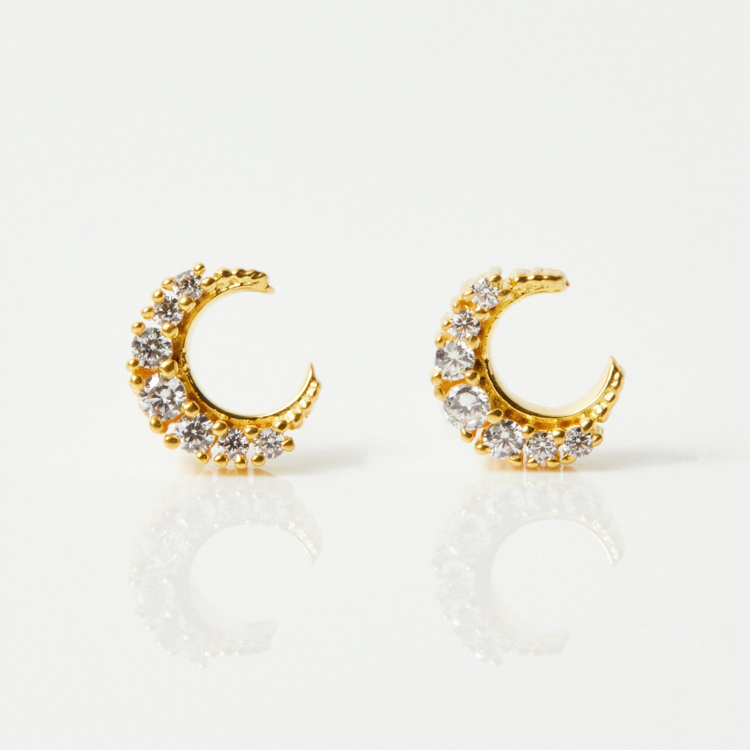 Celestial Moon Stud Earrings in Gold Vermeil - Earrings - Carrie Elizabeth