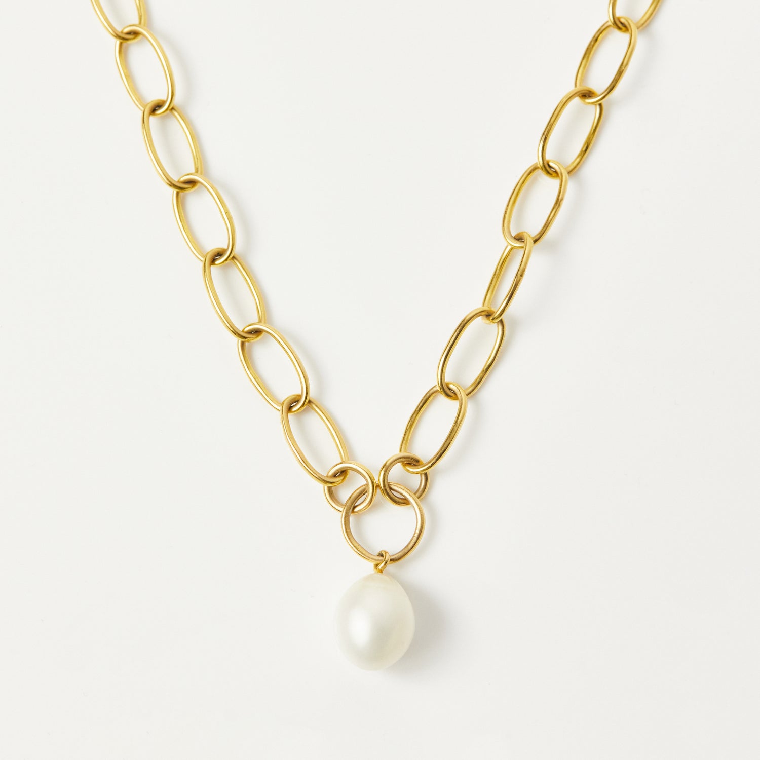 14k Gold Plated Chunky Chain With Pearl Necklace – Carrie Elizabeth