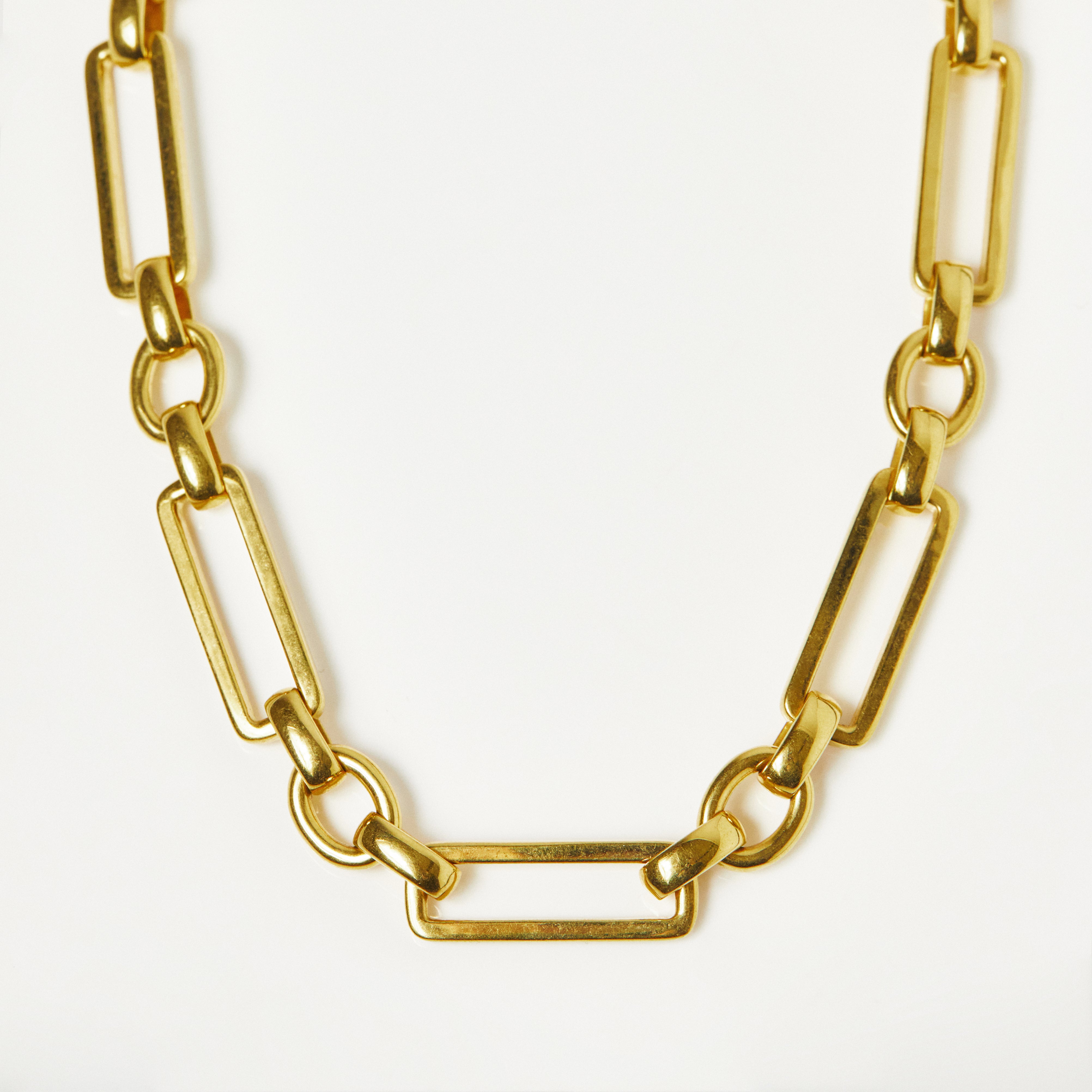 Chunky Rectangular Link Necklace Made in Italy - Marti Rosenburgh Designs