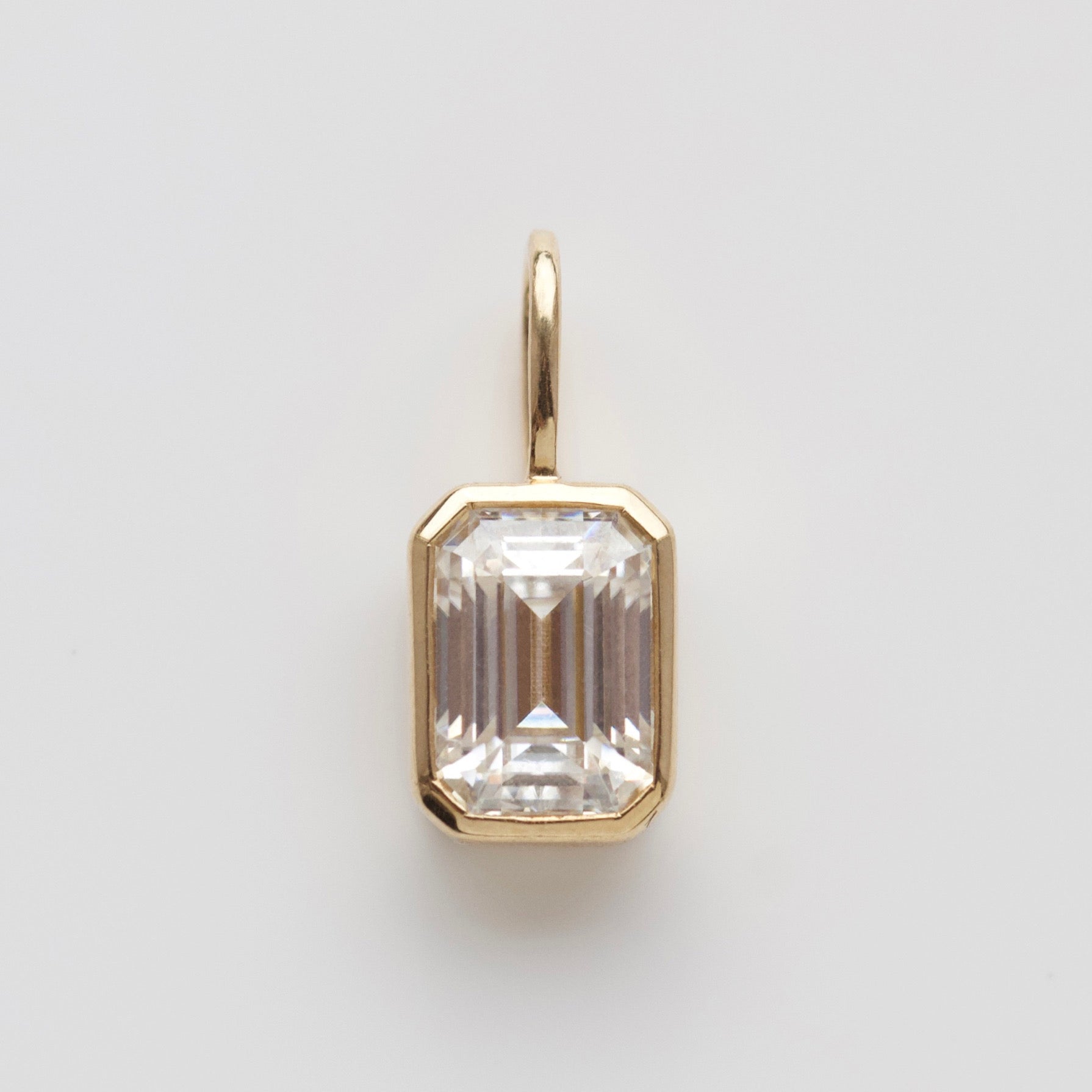 Moissanite Emerald Cut Bezel Set Pendant - Main Image