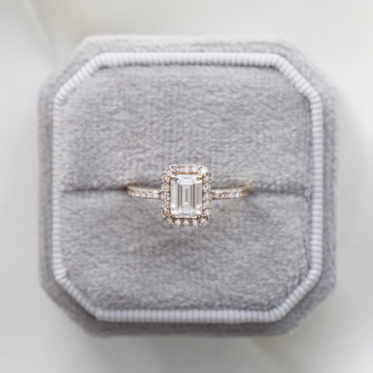 Carrie elizabeth Moissanite and diamond ring in 14k solid gold