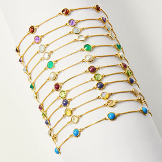 Dainty Semi Precious Stone Bracelet In Gold Vermeil - Bracelet - Carrie Elizabeth