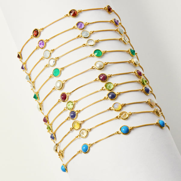 Dainty Semi Precious Stone Bracelet In Gold Vermeil - Bracelet - Carrie Elizabeth