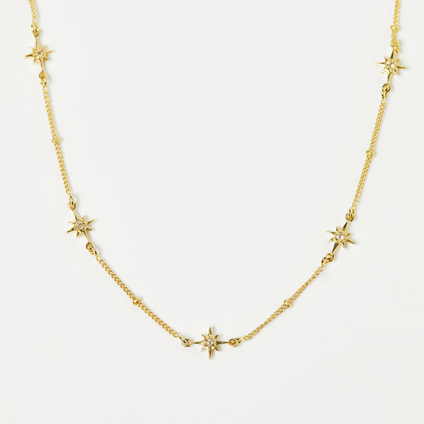 Dainty White Topaz Star Chain In Gold Vermeil - Necklace - Carrie Elizabeth