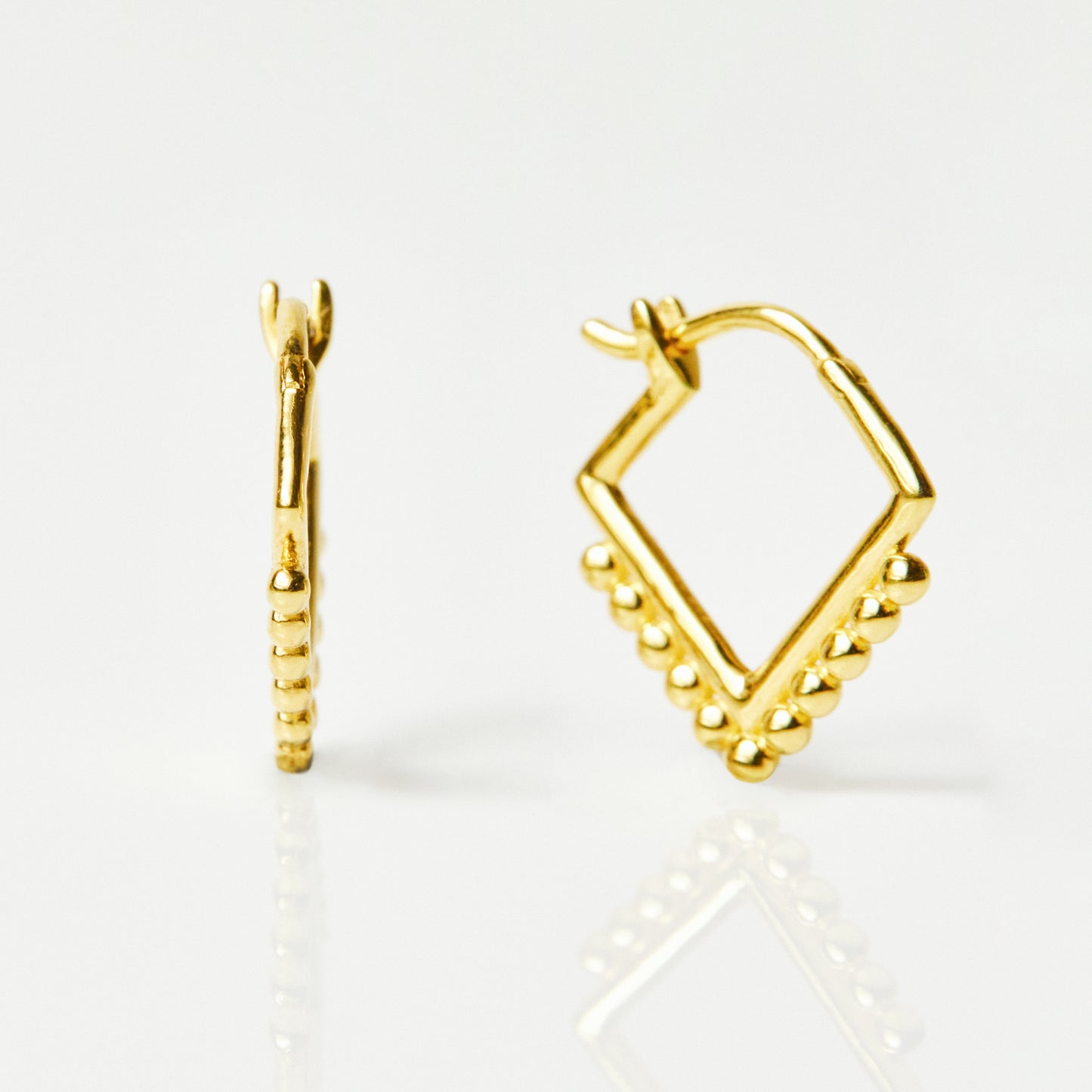 Diamond Shape Bobble Hoop In Gold Vermeil - Earrings - Carrie Elizabeth