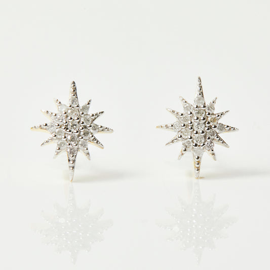 Diamond Starburst Stud Earrings In Gold Vermeil - Earrings - Carrie Elizabeth