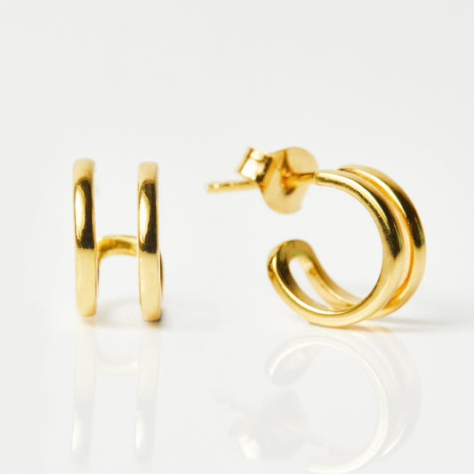 Double Hoop Earrings In Gold Vermeil - Earrings - Carrie Elizabeth